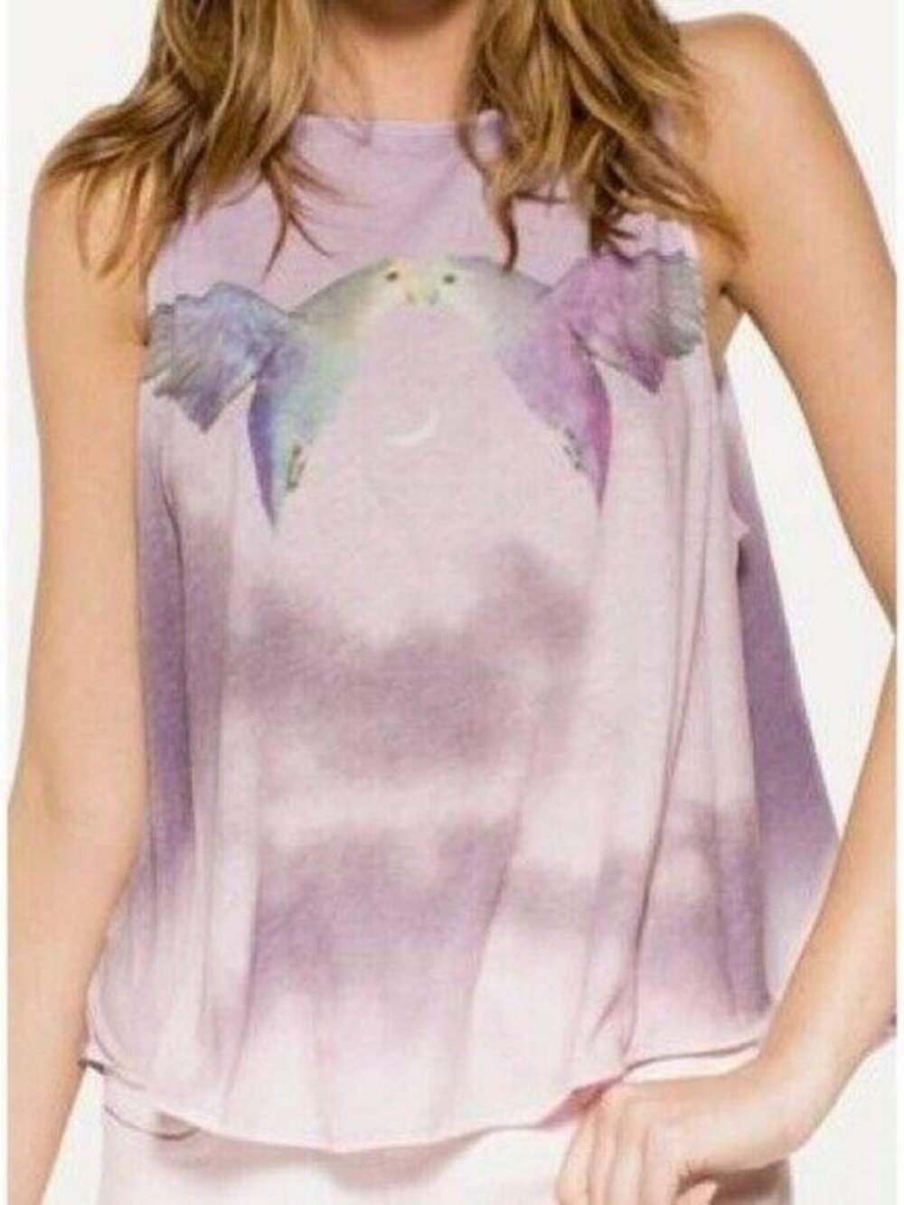 Wildfox Purple Birds of Paradise Galaxy Clouds Cassidy Tank Top Shirt Tee S